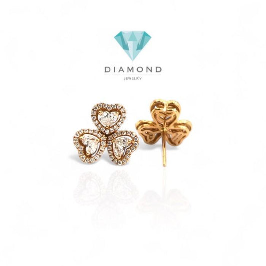 Anting Triheart Berlian Rose Gold/ Triheart clover heart diamond earring 18k-Diamond Jewelry