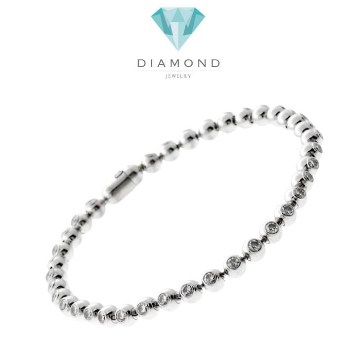 Tennis beads diamond perlee bracelet 18k -Diamond Jewelry