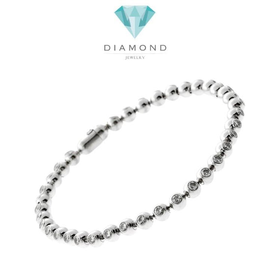 Tennis beads diamond perlee bracelet 18k -Diamond Jewelry