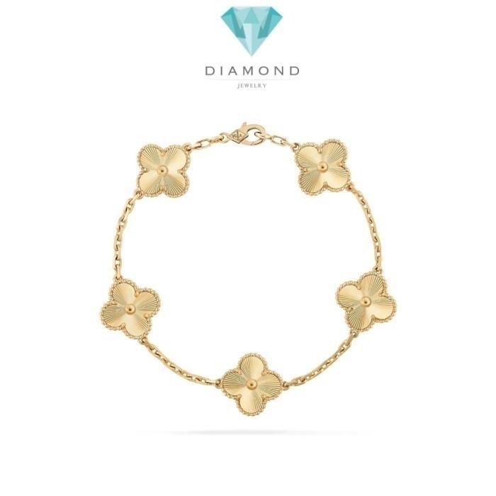 Clover Gold Vintage Alhambra 18K Gold Clover 5 Motif Diamond Jewelry-127GBD145000AB-HT