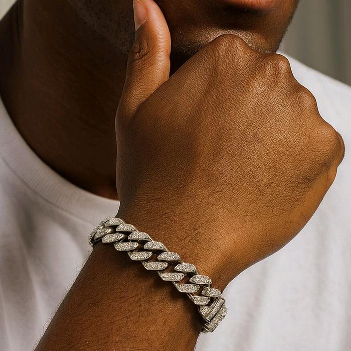 Cuban Diamond Bracelet 18K / Gelang Berlian Sisik Naga 18K / Diamond Jewelry-1GB2747SDNEW-HT