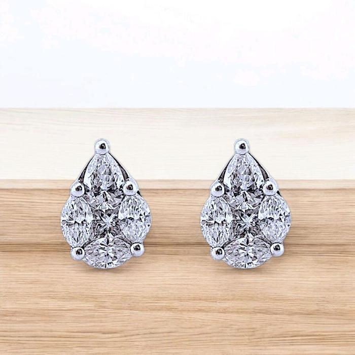 Tear Drop Diamond Earring 18K / Diamond Jewelry-398AB3591SD-HT
