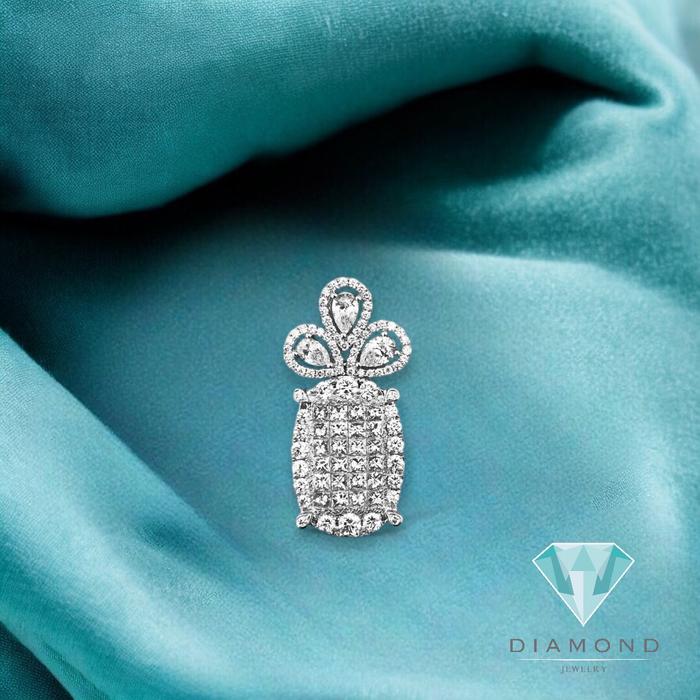 Liontin Berlian oval round/kalung berlian liontin oval flower-Diamond Jewelry 18k