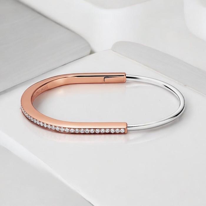 Narrow lock diamond half pavebangle t/gelang lock thin setengan berlian 18k