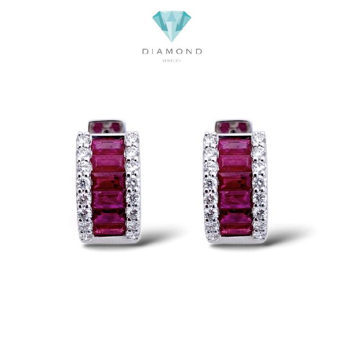 Ruby And Diamond Earrings 18K / Anting Diamond Ruby 18K / Diamond jewelry / 112AB168000AB