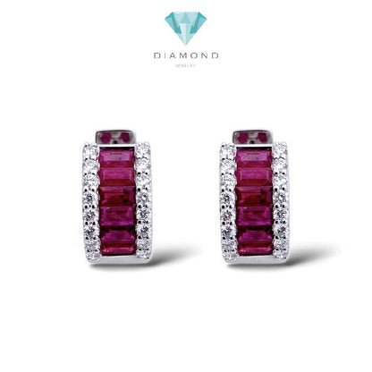 Ruby And Diamond Earrings 18K / Anting Diamond Ruby 18K / Diamond jewelry / 112AB168000AB