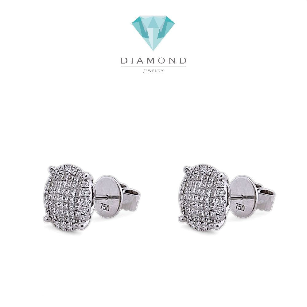 Mega Round Diamond Earring 18K-Diamond Jewelry-18ABKV2308WP-HT