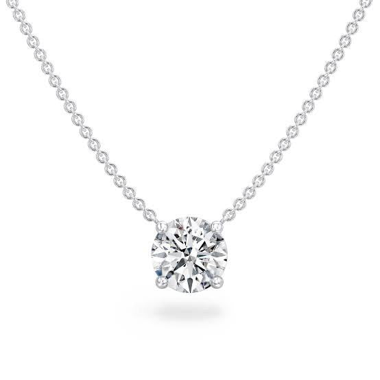 Diamond solitaire necklace 18K white gold with necklace