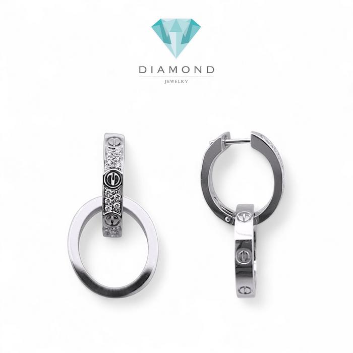 Love CRT Diamond Earrings duo hoop / Diamond Jewelry