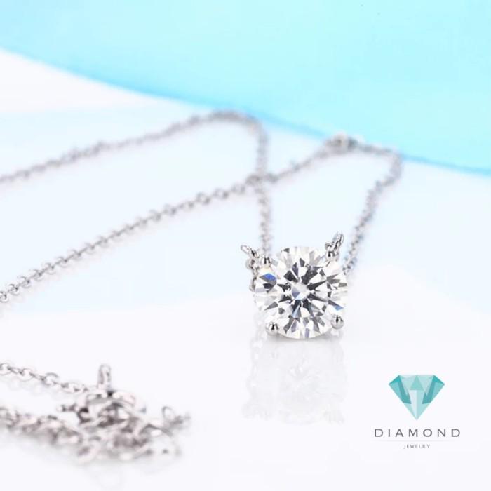 Diamond solitaire necklace 18K white gold with necklace