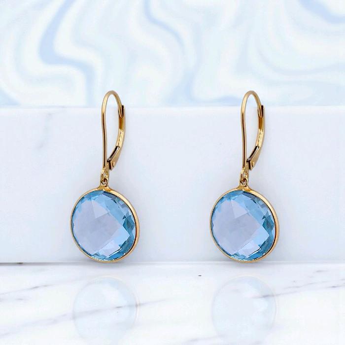 Aquamarine Earring 14K / Anting Aquamarine 14K / Diamond Jewelry 56BA240LS-HT