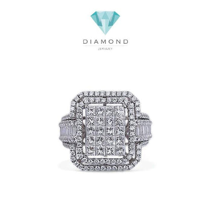 Square Diamond Ring 18K / Diamond Jewelry