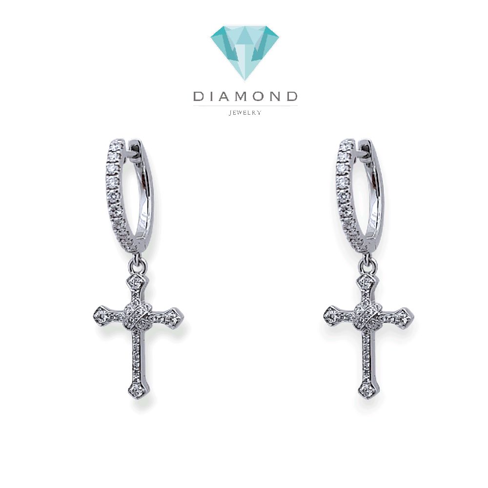 Hoop Cross Diamond Earring 18K / Anting Salib Berlian Hoop 18K / Diamond Jewelry - 101ABD56100AB