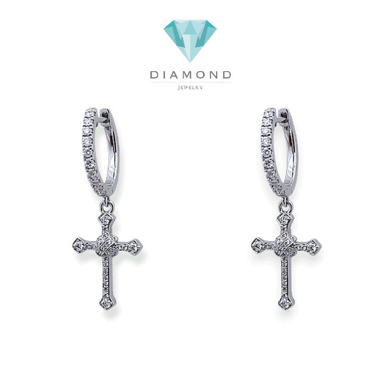 Hoop Cross Diamond Earring 18K / Anting Salib Berlian Hoop 18K / Diamond Jewelry - 101ABD56100AB