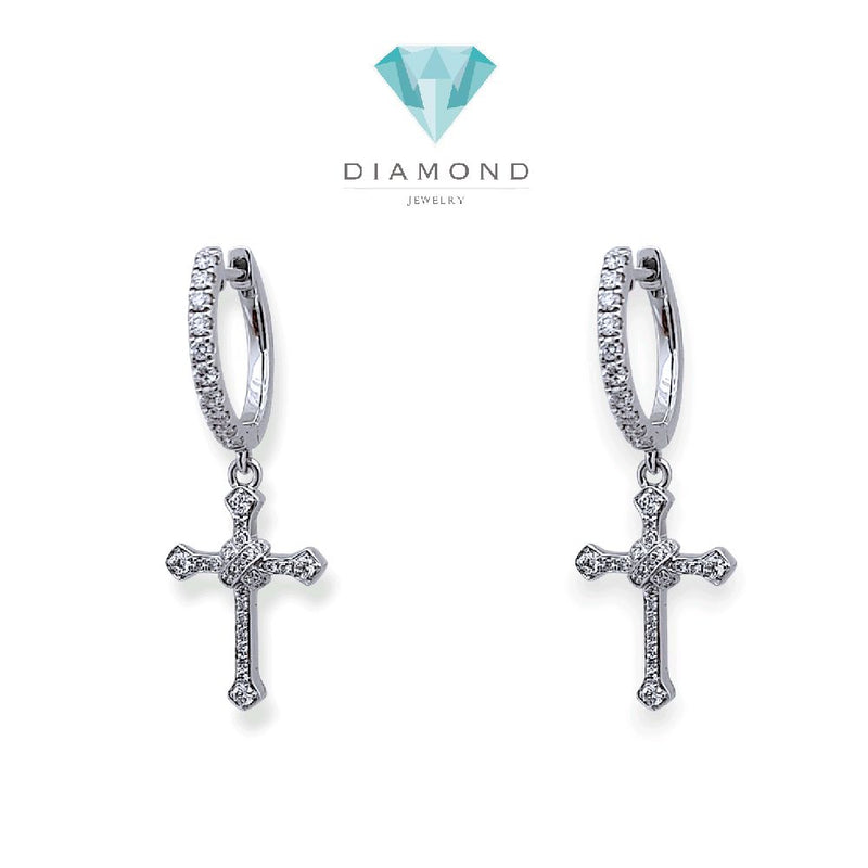 Hoop Cross Diamond Earring 18K / Anting Salib Berlian Hoop 18K / Diamond Jewelry - 101ABD56100AB