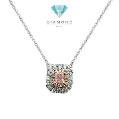 Kalung Pink Diamond cushion 18K/ kalung pink diamond necklace -Diamond Jewelry