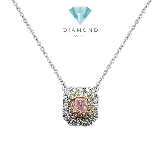 Kalung Pink Diamond cushion 18K/ kalung pink diamond necklace -Diamond Jewelry