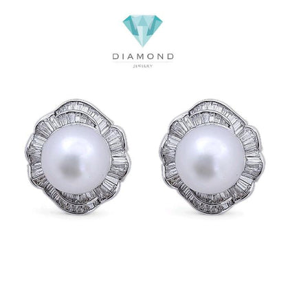 Flower Pearl Diamond Earring 18K / Diamond Jewelry 1AMKV215000WP-HT