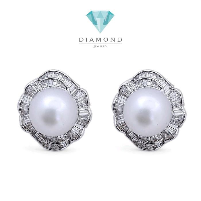 Flower Pearl Diamond Earring 18K / Diamond Jewelry 1AMKV215000WP-HT