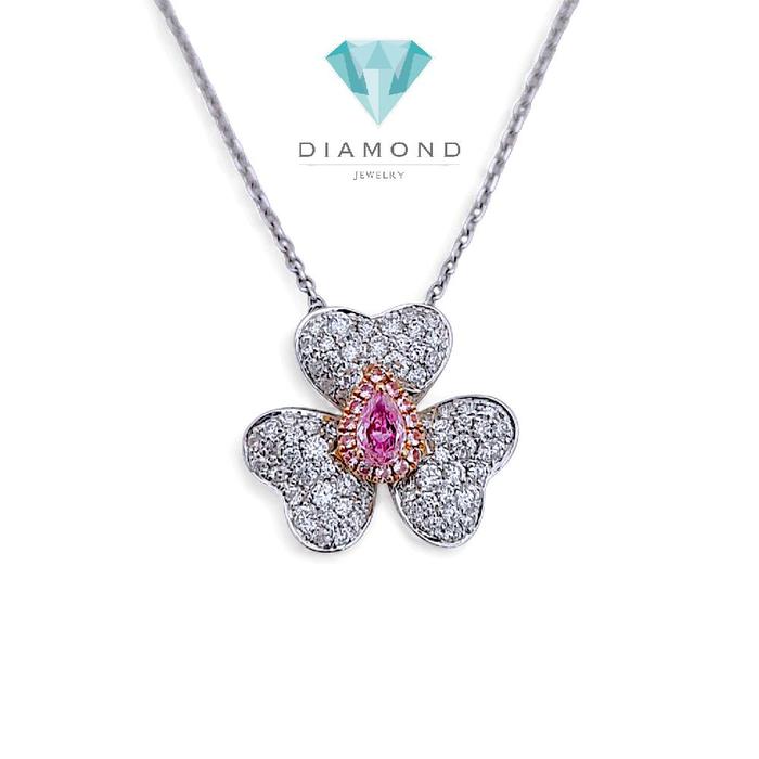 Pink Flower Diamond Necklace 18K / Kalung Berlian Bunga Pink 18K / Diamond Jewelry 398KB830BMLS-HT