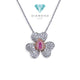 Pink Flower Diamond Necklace 18K / Kalung Berlian Bunga Pink 18K / Diamond Jewelry 398KB830BMLS-HT