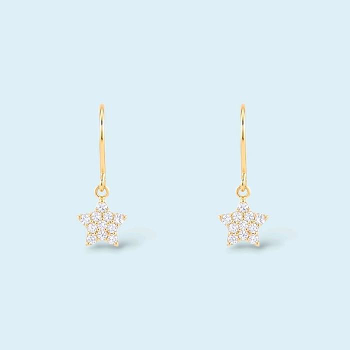 Gold Star Hanging Earring 16K / Anting Emas Gantung Bintang 16K / Diamond Jewelry / 435AMS110LS
