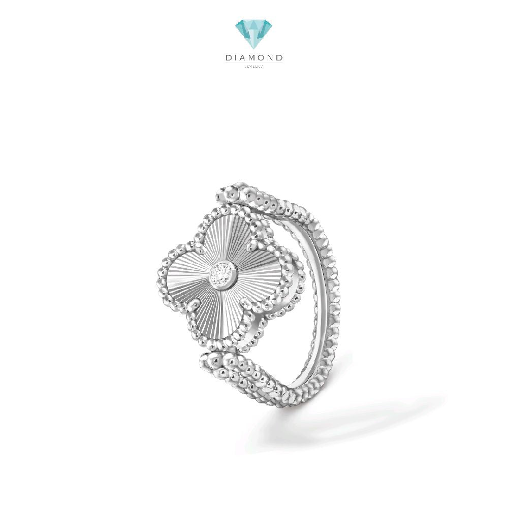 Vintage Alhambra clover chalchedony holiday Diamond Rings white gold 18K / Cincin Diamond Vintage batu ungu berlian emas putih18K / Diamond Jewelry / 410CBD13000RY