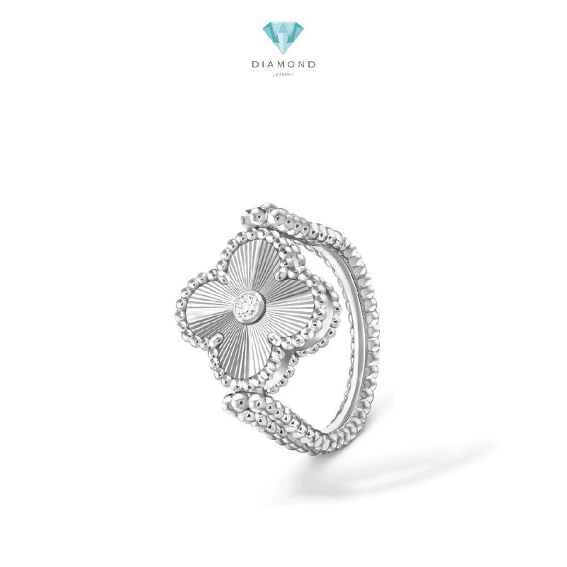 Vintage Alhambra clover chalchedony holiday Diamond Rings white gold 18K / Cincin Diamond Vintage batu ungu berlian emas putih18K / Diamond Jewelry / 410CBD13000RY