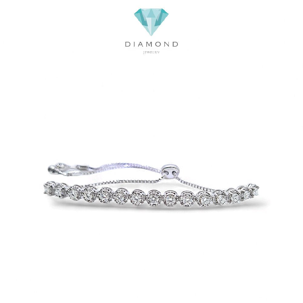 Tennis Diamond Bracelet Adjustable 18K / Gelang Serut Tennis Diamond 18K / Diamond Jewelry / 409GB1880LS