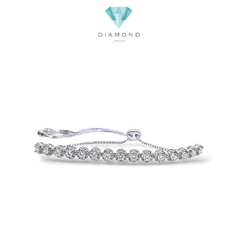 Tennis Diamond Bracelet Adjustable 18K / Gelang Serut Tennis Diamond 18K / Diamond Jewelry / 409GB1880LS