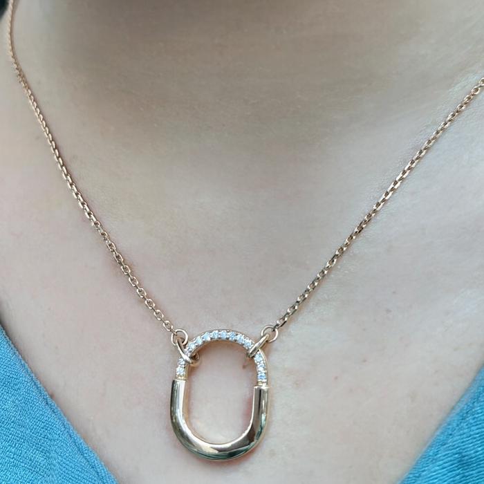 Diamond Small Lock T necklace 18K / Diamond Jewelry/HT kalung berlian model lock emas 18k Emas Berlian Kalung Perhiasan-354KBDDM3465LS