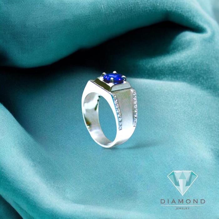 Cincin  Sapphire blue safir Diamond Ring Berlian 18k-Diamond Jewelry