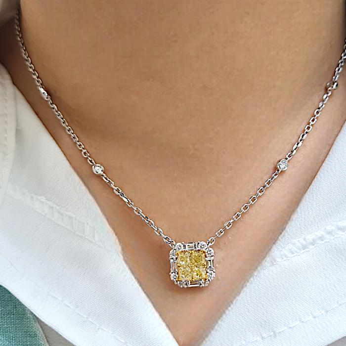Yellow Diamond Necklace Princess 18k/ kalung berlian asli kuning / Diamond Jewelry