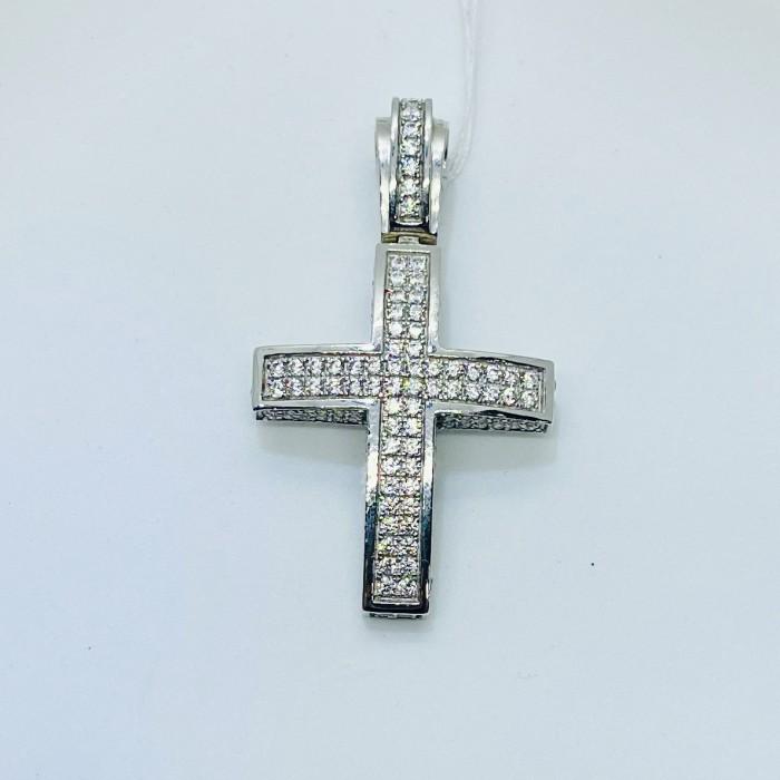 Cross swarozki pendant 18 k white gold-Diamond Jewelry