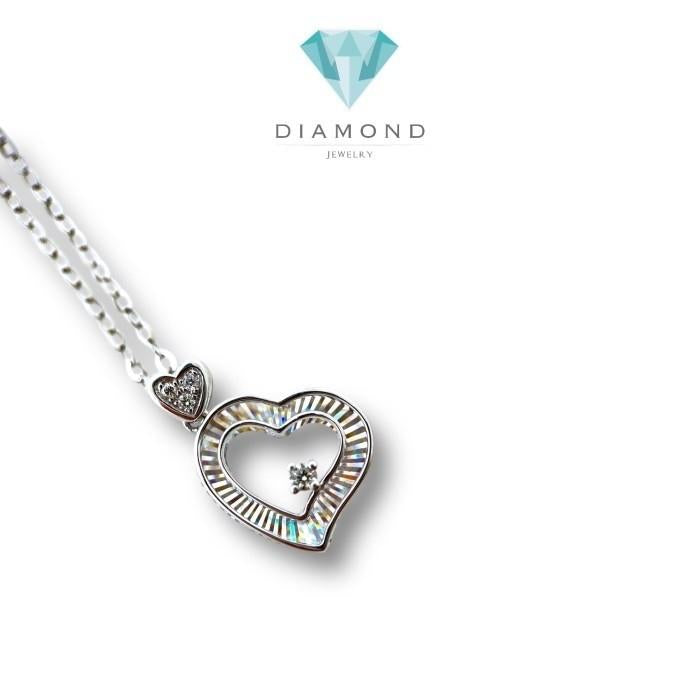 Kalung Berlian Love rainbow 18k- kalung berlian hati pelangi-Diamond Jewelry