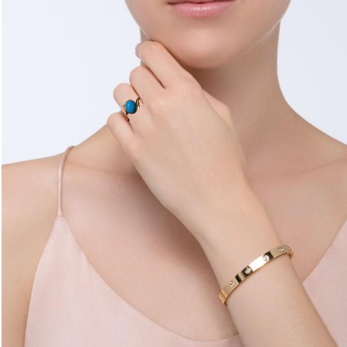 Turqoise 23K Gold Ring Diamond Jewelry