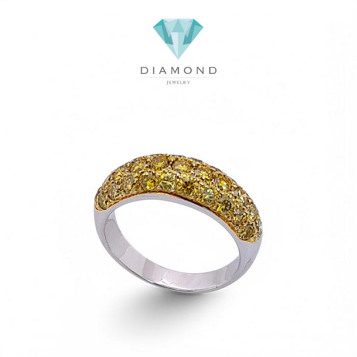 Yellow Diamond thick.tennis pave Ring 18K / Diamond Jewelry