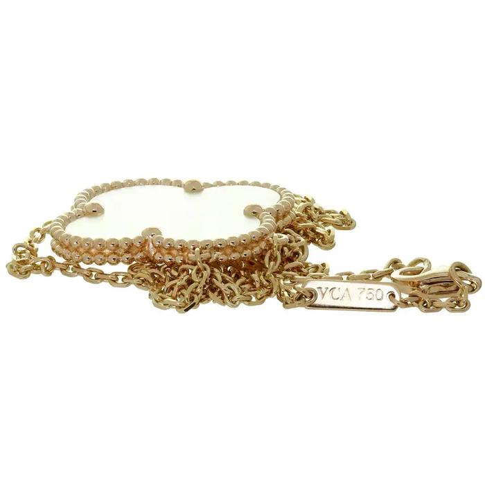 Mop clover vc large necklace 18k rose gold-Diamond Jewelry