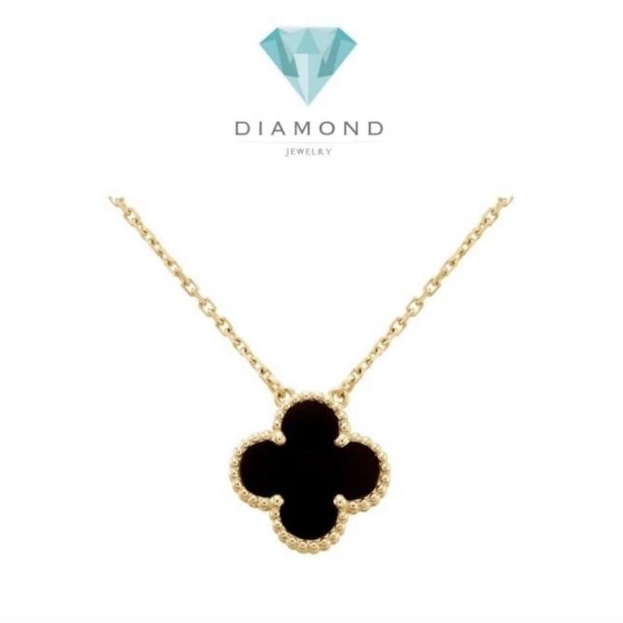 Clover Necklace/Earring Onyx 1 Clover/Kalung & Anting Emas Fashion 18K Diamond Jewelry-370KBD2000CHLS/262ABD742RY-HT