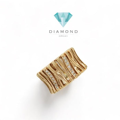 Unique Bamboo Vintage Style Diamond Ring-18K-Diamond Jewelry-18CBM1750LSWP-HT