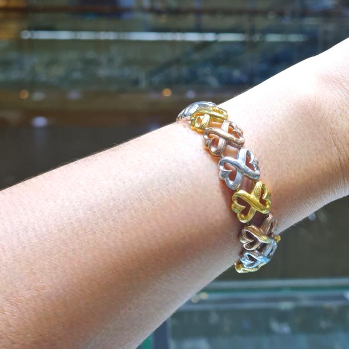 Gelang Emas Three Color Ribbon Pita 23K-Diamond Jewelry-78GMS29WP-HT