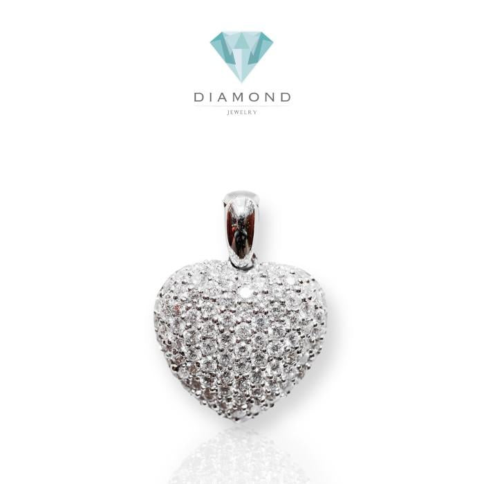 Heart pendant pave diamond 18K white gold-Diamond Jewelry