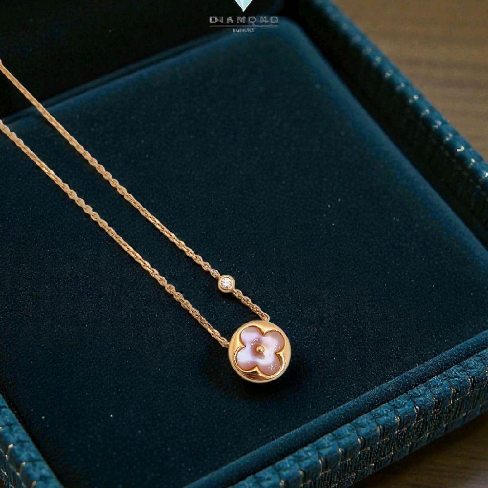 Gold Necklace Flowers pink 18K / Kalung Emas Bunga pink 18K / Diamond Jewelry / 149KBD62800AB