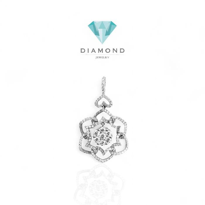 Kalung berlian bunga bulat 18K