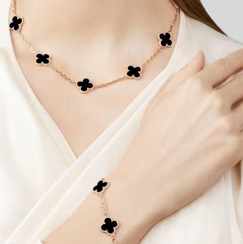 Clover Necklace 10 Vintage Onyx 18K Gold-Diamond Jewelry-85KBD160000AB-HT