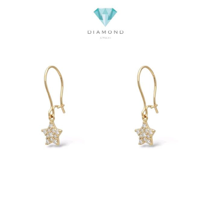 Gold Star Hanging Earring 16K / Anting Emas Gantung Bintang 16K / Diamond Jewelry / 435AMS110LS