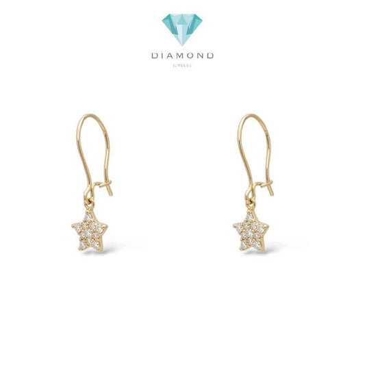 Gold Star Hanging Earring 16K / Anting Emas Gantung Bintang 16K / Diamond Jewelry / 435AMS110LS