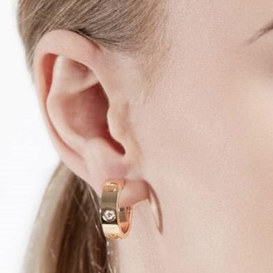 Love Diamond Earring Klip 18K Rose Gold Diamond Jewelry-1ABD13LSNEWLOVE-HT