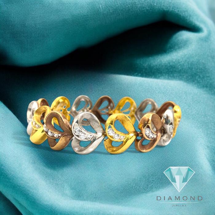 Gelang Emas 2 Warna 23K Diamond Jewelry-75GMS34WP-HT