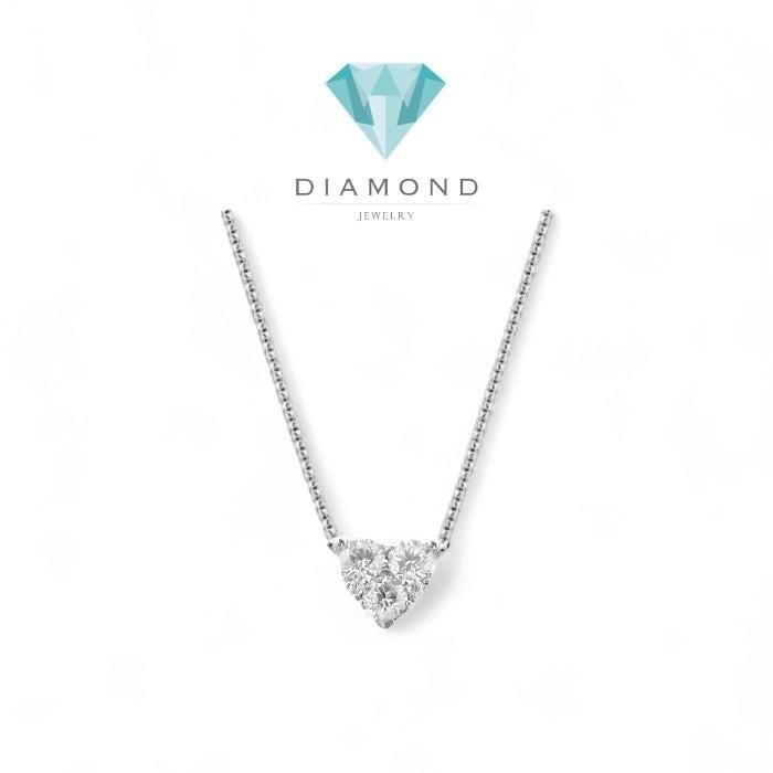 Heart Diamond necklace 18k white gold-Diamond Jewelry